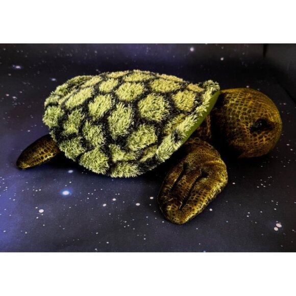 Aurora Realistic Green Turtle Sea Ocean 12" Plush Stuffed Tortoise Reptile Toy - Picture 5 of 8